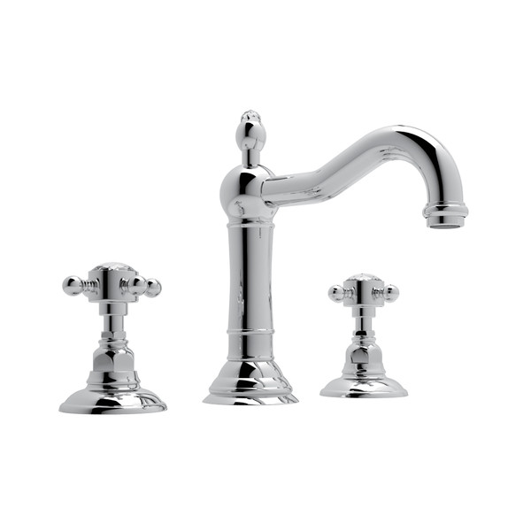 Acqui Column Spout Widespread Bathroom Faucet - Polished Chrome with Crystal Cross Handle | Model Number: A1409XCAPC-2 - Product Knockout