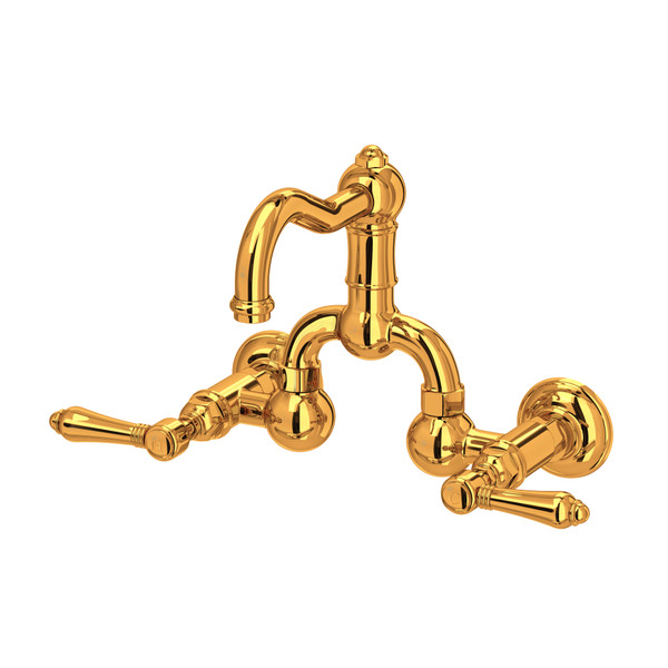 Acqui® Wall Mount Bridge Lavatory Faucet With Column Spout - Italian Brass | Model Number: A1418LMIB-2