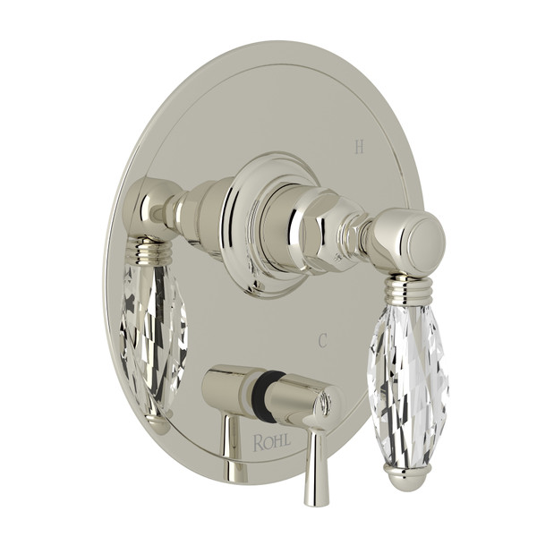 Pressure Balance Trim with Diverter - Polished Nickel with Crystal Metal Lever Handle | Model Number: A2410NLCPN - Product Knockout
