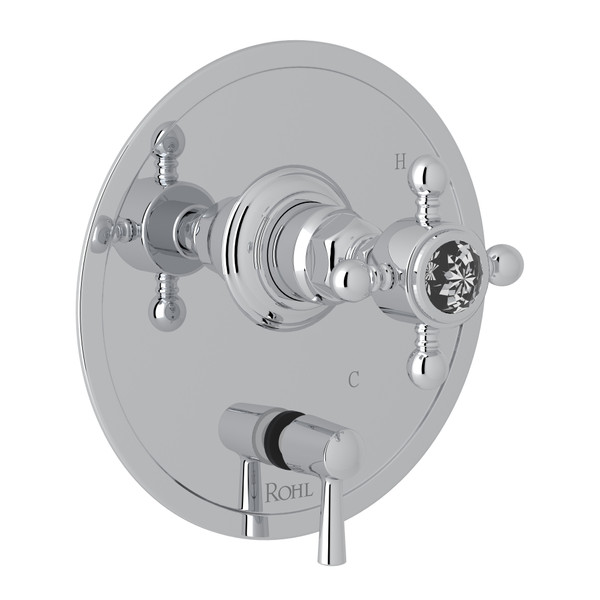 Pressure Balance Trim with Diverter - Polished Chrome with Crystal Cross Handle | Model Number: A2410NXCAPC - Product Knockout