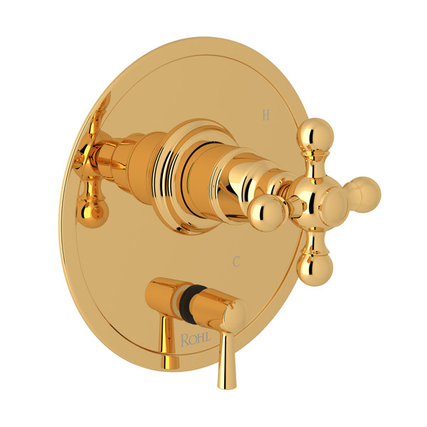 Arcana Pressure Balance Trim with Diverter - Italian Brass with Cross Handle | Model Number: AC210NX-IB - Product Knockout