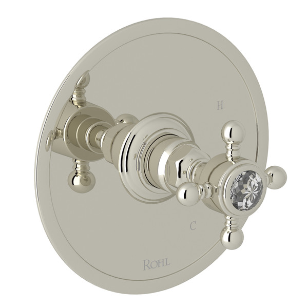 Pressure Balance Trim without Diverter - Polished Nickel with Crystal Cross Handle | Model Number: A1410XCPN - Product Knockout