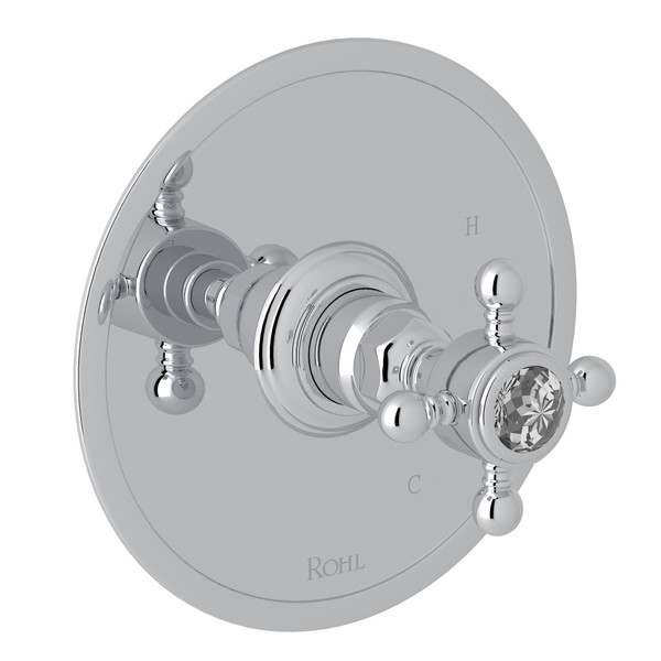 Pressure Balance Trim without Diverter - Polished Chrome with Crystal Cross Handle | Model Number: A1410XCAPC - Product Knockout