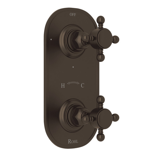 1/2 Inch Thermostatic and Diverter Control Trim - Tuscan Brass with Cross Handle | Model Number: A4964XMTCB - Product Knockout