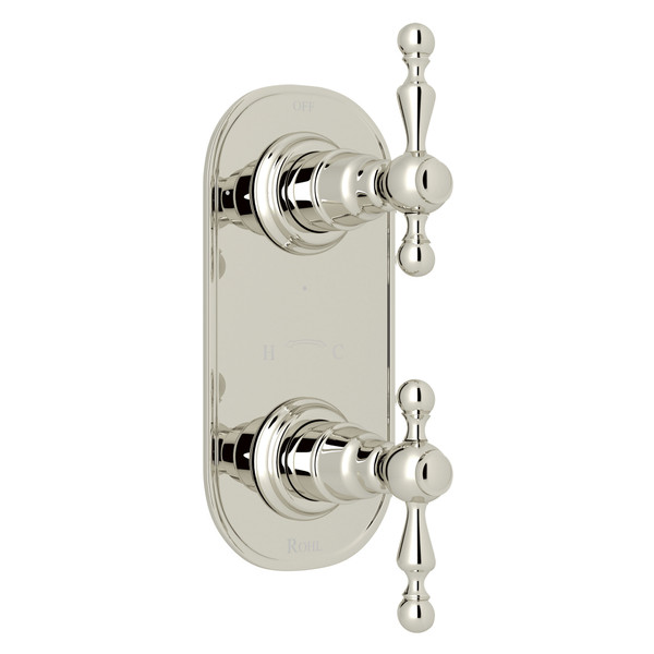 Arcana 1/2 Inch Thermostatic and Diverter Control Trim - Polished Nickel with Ornate Metal Lever Handle | Model Number: AC390L-PN/TO - Product Knockout