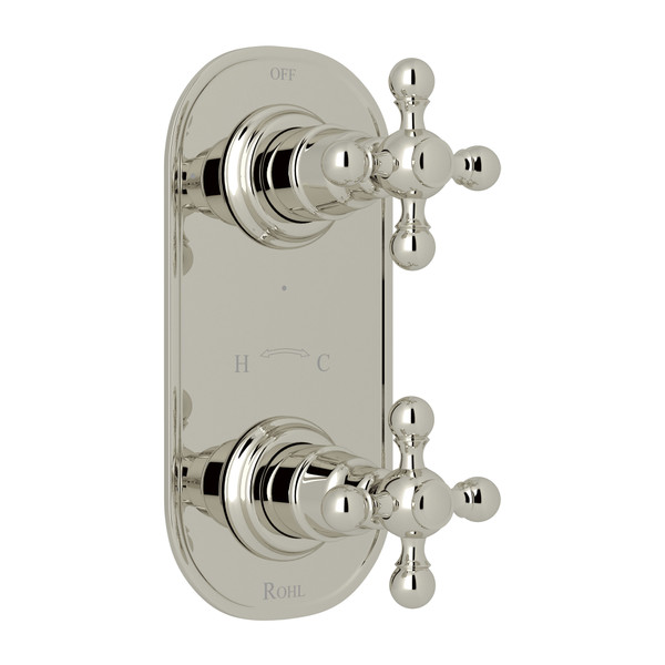 Arcana 1/2 Inch Thermostatic and Diverter Control Trim - Polished Nickel with Cross Handle | Model Number: AC390X-PN/TO - Product Knockout