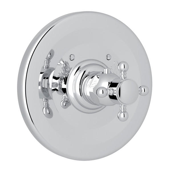 Thermostatic Trim Plate without Volume Control - Polished Chrome with Cross Handle | Model Number: A4914XMAPC - Product Knockout