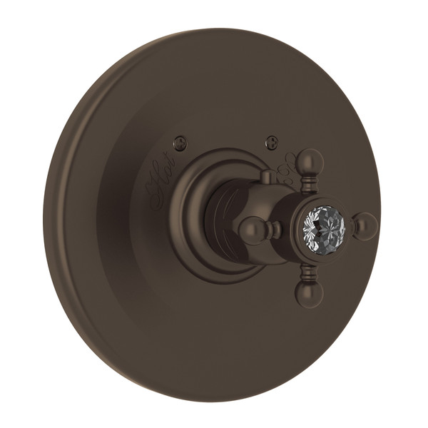 Thermostatic Trim Plate without Volume Control - Tuscan Brass with Crystal Cross Handle | Model Number: A4914XCTCB - Product Knockout