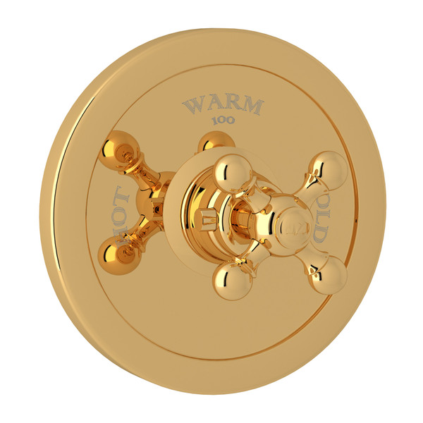 Arcana Thermostatic Trim Plate without Volume Control - Italian Brass with Cross Handle | Model Number: AC720X-IB/TO - Product Knockout