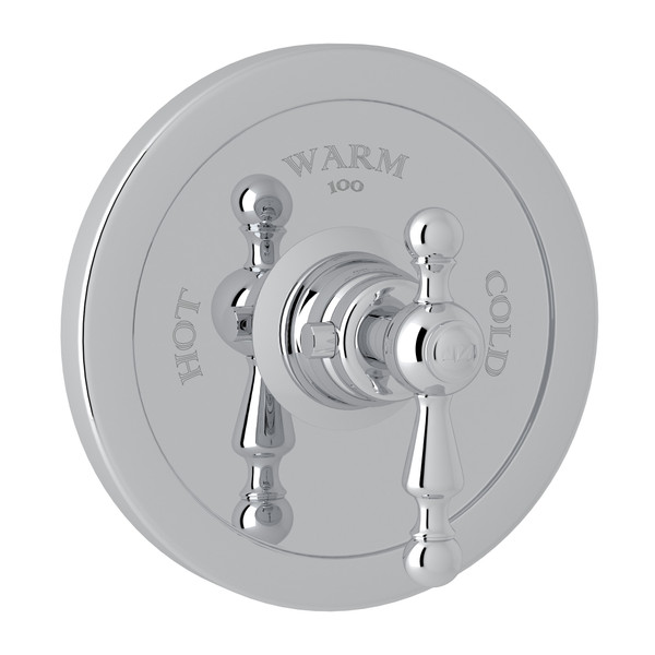 Arcana Thermostatic Trim Plate without Volume Control - Polished Chrome with Ornate Metal Lever Handle | Model Number: AC720L-APC/TO - Product Knockout