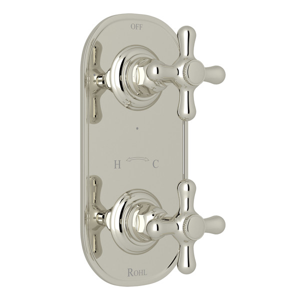 Verona 1/2 Inch Thermostatic and Diverter Control Trim - Polished Nickel with Cross Handle | Model Number: A2964XMPN - Product Knockout