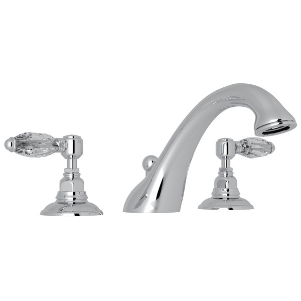 Viaggio 3-Hole Deck Mount C-Spout Tub Filler - Polished Chrome with Crystal Metal Lever Handle | Model Number: A1454LCAPC - Product Knockout