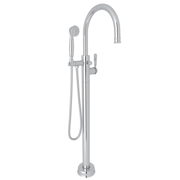 Traditional Single Leg Floor Mount Tub Filler - Polished Chrome with Metal Lever Handle | Model Number: T1587LMAPC/TO - Product Knockout