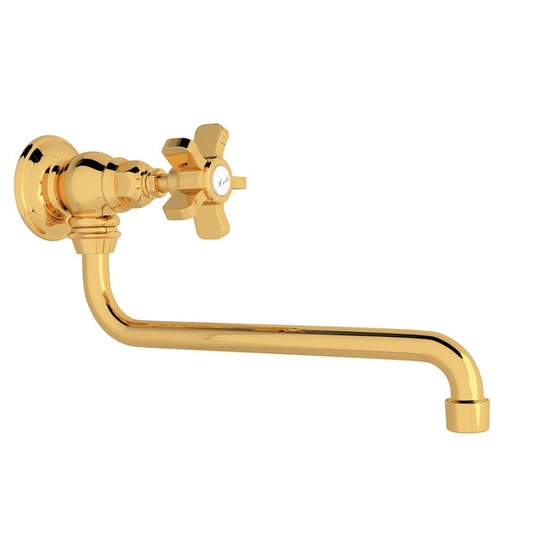 ROHL Wall Mount 11 3/4 Inch Reach Pot Filler - Italian Brass with