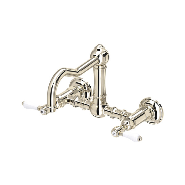 Acqui® Wall Mount Bridge Kitchen Faucet With Column Spout - Polished Nickel | Model Number: A1456LPPN-2