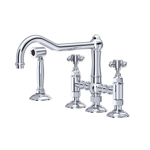 Acqui® Bridge Kitchen Faucet With Side Spray - Polished Chrome | Model Number: A1458XMWSAPC-2