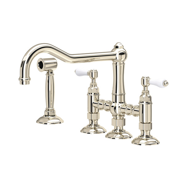 Acqui® Bridge Kitchen Faucet With Side Spray - Polished Nickel | Model Number: A1458LPWSPN-2