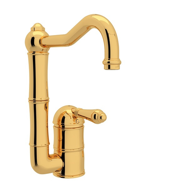 Acqui Single Hole Column Spout Bar and Food Prep Faucet - Italian Brass with Metal Lever Handle | Model Number: A3608/6.5LMIB-2 - Product Knockout