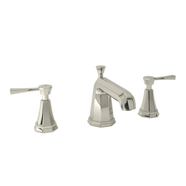 Deco High Neck Widespread Bathroom Faucet - Polished Nickel with Metal Lever Handle | Model Number: U.3141LS-PN-2 - Product Knockout