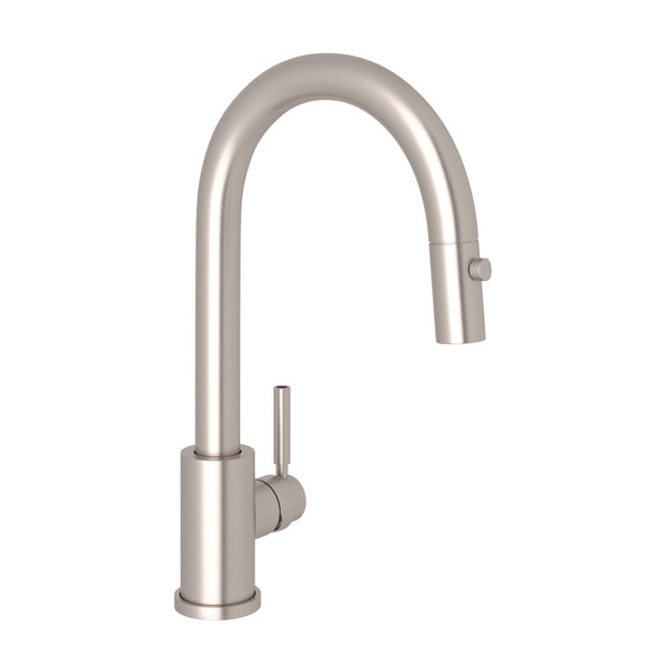 ROHL ITALIAN KITCHEN PATRIZIA SINGLE LEVER SINGLE HOLE PULLDOWN BAR/FOOD  PREP FAUCET WITH METAL LEVER AND METAL HANDSPRAY IN TUSCAN BRASS キッチン