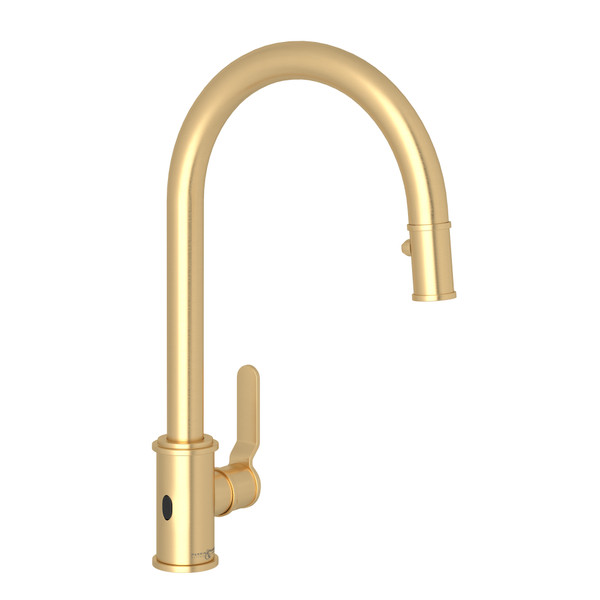Armstrong Pulldown Touchless Kitchen Faucet - Satin English Gold with Metal Lever Handle | Model Number: U.4534HT-SEG-2 - Product Knockout