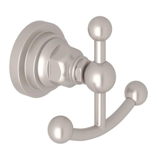 San Giovanni Wall Mount Double Robe Hook - Satin Nickel | Model Number: A1481LISTN - Product Knockout