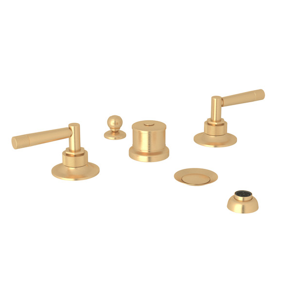 Graceline 5-Hole Bidet Faucet - Satin Brass with Metal Lever Handle | Model Number: MB2047LMSTB - Product Knockout