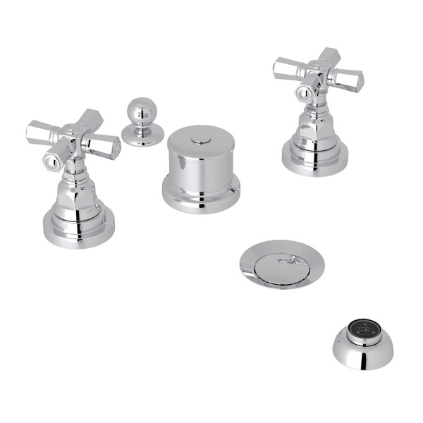 San Giovanni Five Hole Bidet Faucet - Polished Chrome with Cross Handle | Model Number: A2360XMAPC - Product Knockout