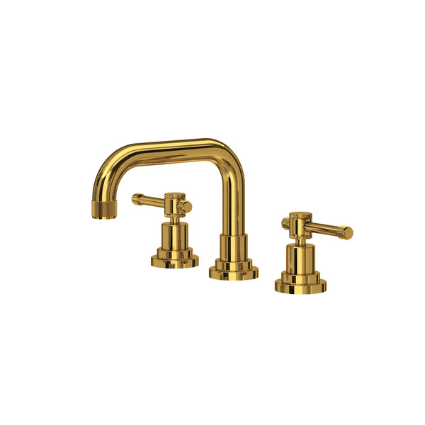 DISCONTINUED-Campo U-Spout Widespread Bathroom Faucet - Unlacquered Brass with Industrial Metal Lever Handle | Model Number: A3318ILULB-2