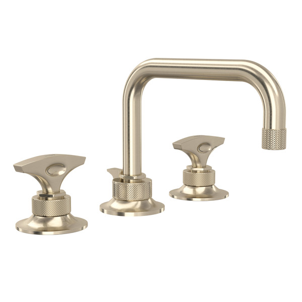 Graceline U-Spout Widespread Bathroom Faucet - Satin Nickel with Metal Dial Handle | Model Number: MB2009DMSTN-2 - Product Knockout