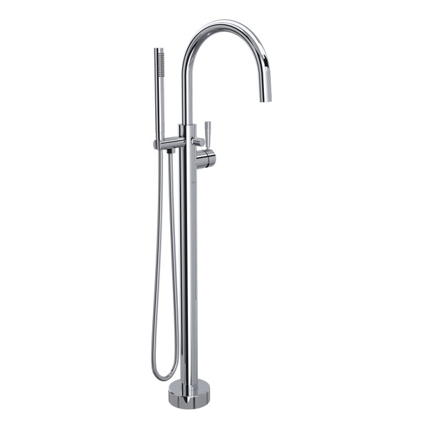 Graceline Floor Mount Tub Filler - Polished Chrome with Metal Lever Handle | Model Number: MB2033LMAPCTO - Product Knockout