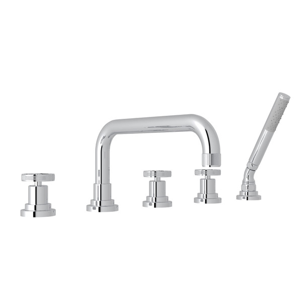 Campo 5-Hole Deck Mount Tub Filler - Polished Chrome with Industrial Metal Wheel Handle | Model Number: A3314IWAPC - Product Knockout
