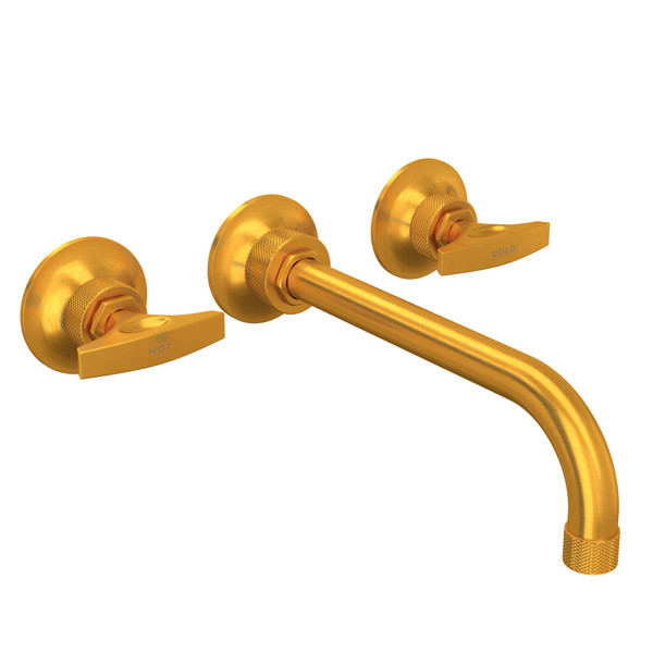 Graceline Wall Mount Tub Filler - Satin Gold with Metal Dial Handle | Model Number: MB2037DMSGTO - Product Knockout