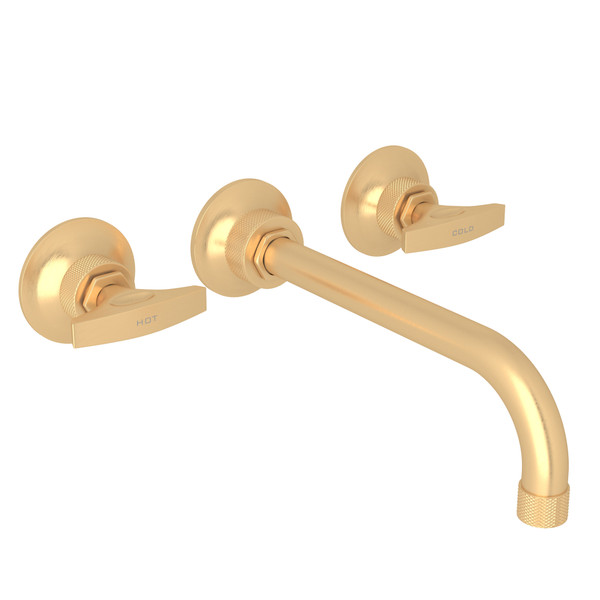 Graceline Wall Mount Tub Filler - Satin Brass with Metal Dial Handle | Model Number: MB2037DMSTBTO - Product Knockout