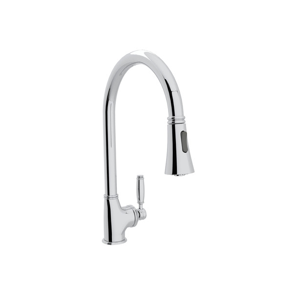 Gotham High-Spout Pulldown Kitchen Faucet - Polished Chrome with Metal Lever Handle | Model Number: MB7928LMAPC-2 - Product Knockout