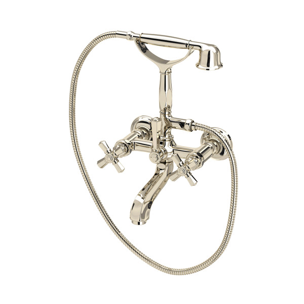 Palladian Exposed Tub Set with Handshower - Polished Nickel with Cross Handle | Model Number: A1901XMPN - Product Knockout