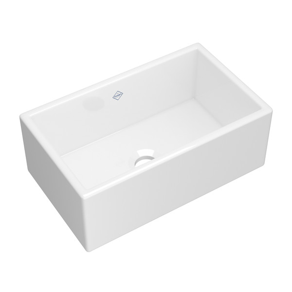 Classic Shaker Single Bowl Farmhouse Apron Front Fireclay Kitchen Sink - White | Model Number: MS3018WH - Product Knockout