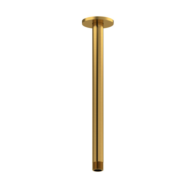 12 Inch Ceiling Mount Shower Arm With Round Escutcheon  - Brushed Gold | Model Number: 507BG - Product Knockout