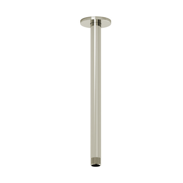 12 Inch Ceiling Mount Shower Arm With Round Escutcheon  - Polished Nickel | Model Number: 507PN - Product Knockout