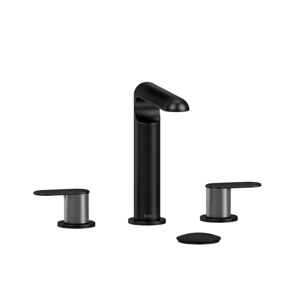 Ciclo Widespread Lavatory Faucet  - Black and Brushed Chrome | Model Number: CI08BKBC - Product Knockout
