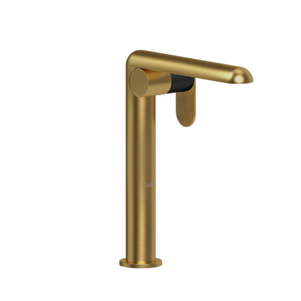 Ciclo Single Handle Tall Lavatory Faucet  - Brushed Gold and Black with Lined Lever Handles | Model Number: CIL01LNBGBK - Product Knockout