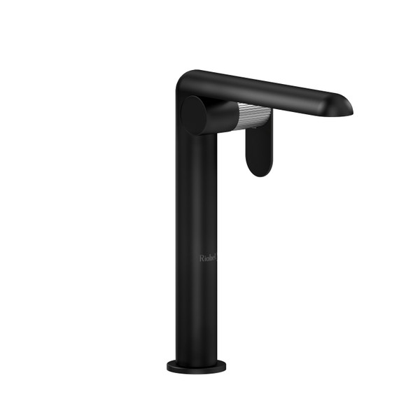 Ciclo Single Handle Tall Lavatory Faucet  - Black and Brushed Chrome with Lined Lever Handles | Model Number: CIL01LNBKBC - Product Knockout