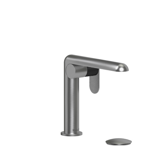 Ciclo Single Handle Lavatory Faucet  - Brushed Chrome and Black with Lined Lever Handles | Model Number: CIS01LNBCBK - Product Knockout