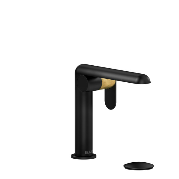 Ciclo Single Handle Lavatory Faucet  - Black and Brushed Gold with Lined Lever Handles | Model Number: CIS01LNBKBG - Product Knockout