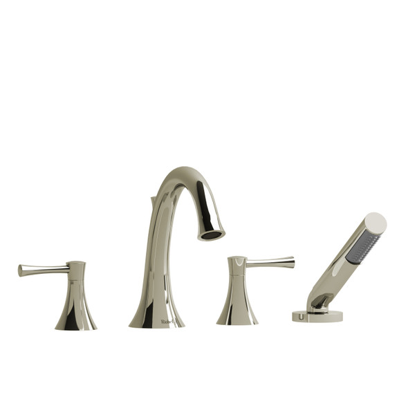 Edge 4-Hole Deck Mount Tub Filler  - Polished Nickel with Lever Handles | Model Number: ED12LPN - Product Knockout