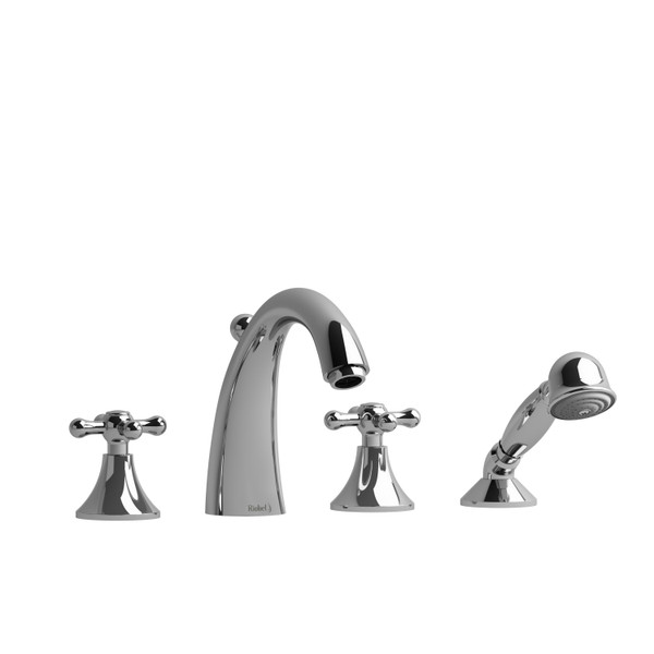 Classic 4-Hole Deck Mount Tub Filler  - Chrome with Cross Handles | Model Number: FI12+C - Product Knockout