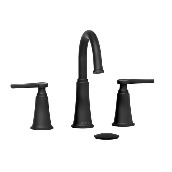 Momenti Widespread Lavatory Faucet with C-Spout  - Black with J-Shaped Handles | Model Number: MMRD08JBK - Product Knockout