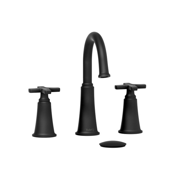 Momenti Widespread Lavatory Faucet with C-Spout 1.0 GPM - Black with X-Shaped Handles | Model Number: MMRD08XBK-10 - Product Knockout