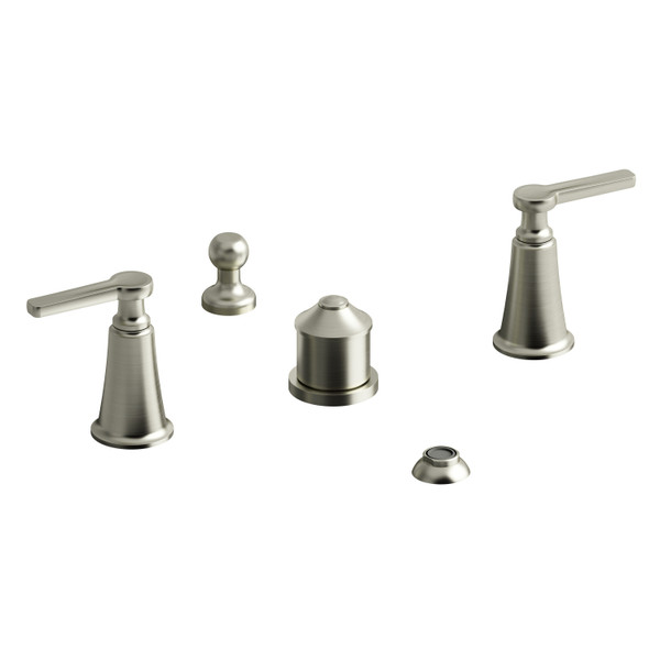 Momenti Two Handle Deck Mount Bidet  - Brushed Nickel with J-Shaped Handles | Model Number: MMRD09JBN - Product Knockout