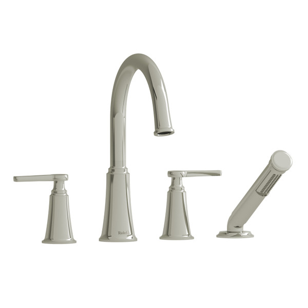 Momenti™ 4-Hole Deck Mount Tub Filler With C-Spout - Polished Nickel | Model Number: MMRD12JPN